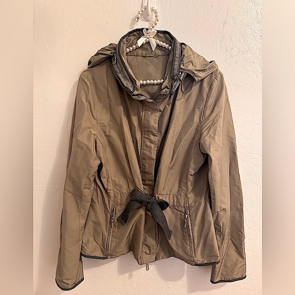 Brunello Cucinelli Hooded Crop Bow Peplum Jacket 46 10